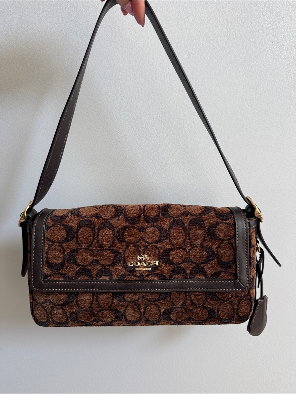 Coach Etta Small Flap Shoulder bag in signature chenille